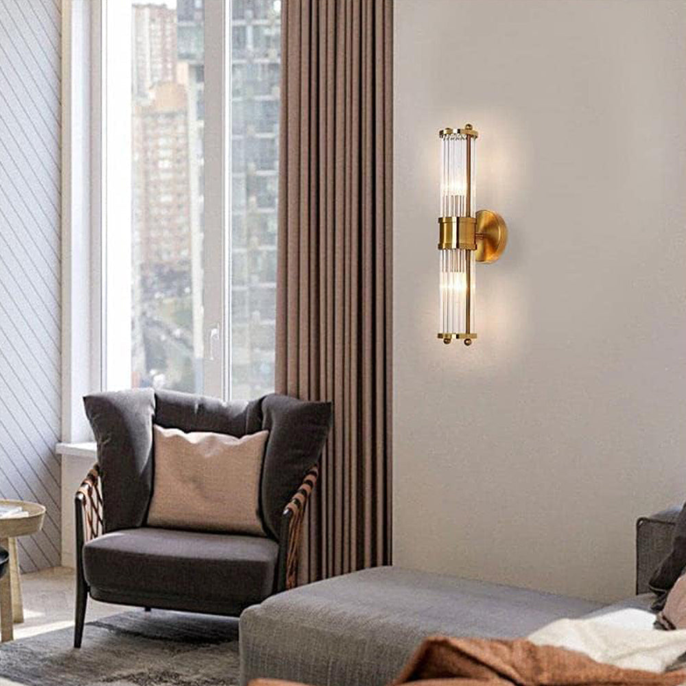 Guldbelagt LED Væglampe i Glas – Elegant Indendørs Design