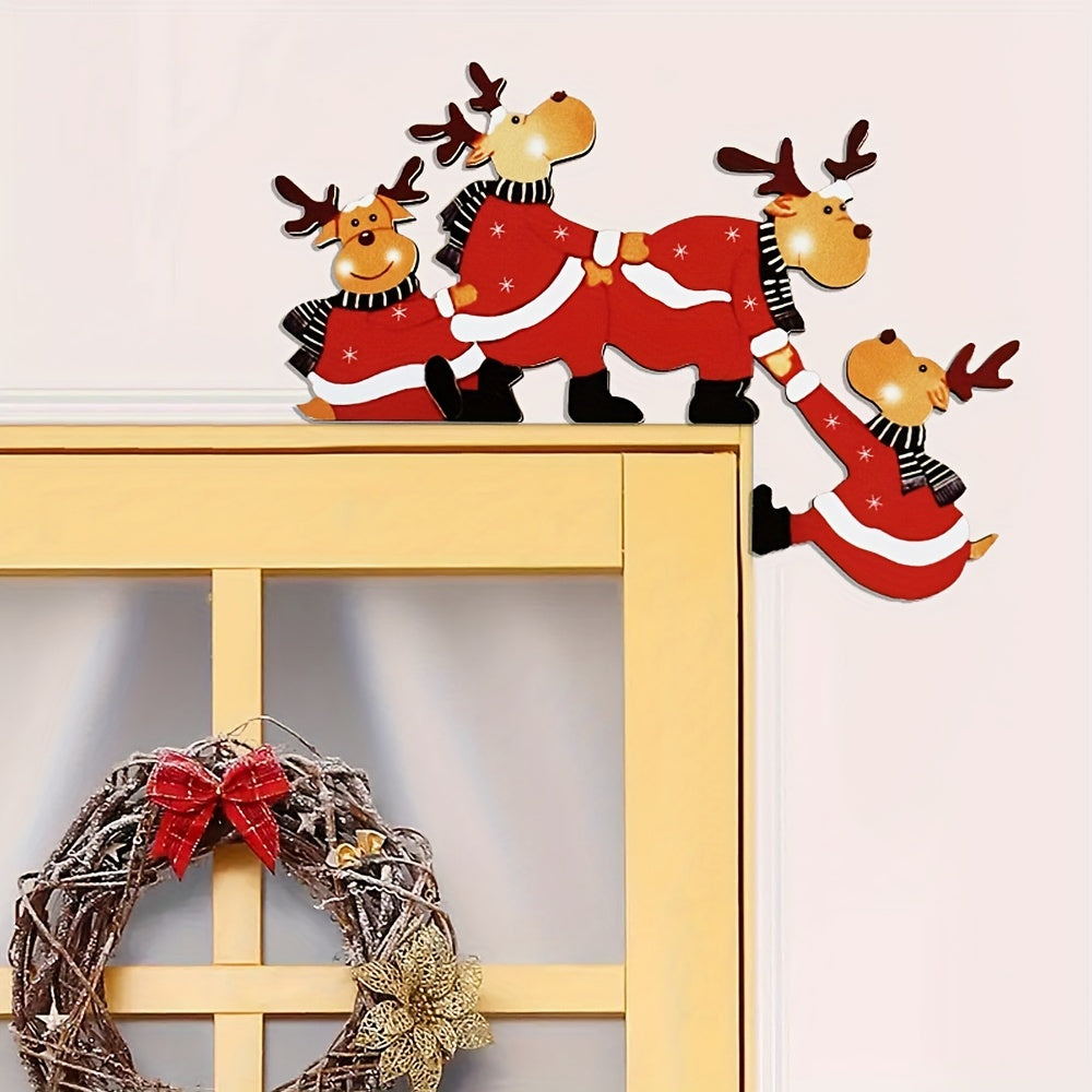 Julestemning med vægkunst, Santa og rensdyr til dørindramning