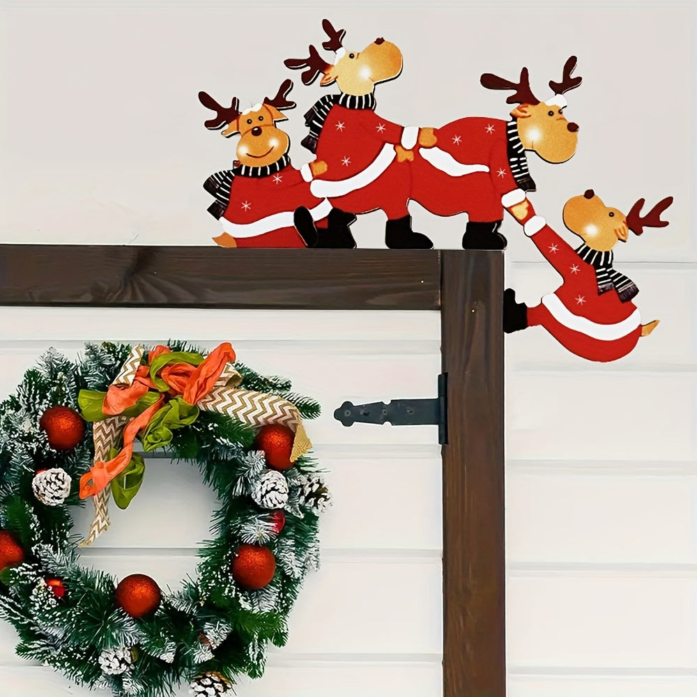 Julestemning med vægkunst, Santa og rensdyr til dørindramning