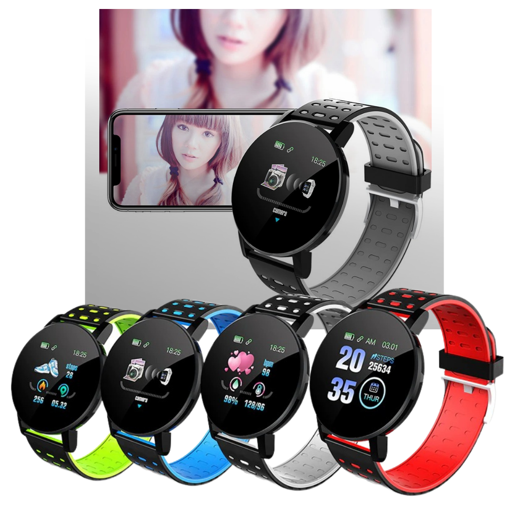 Vattentät smartwatch med fitness tracker och aktivitetsmätning