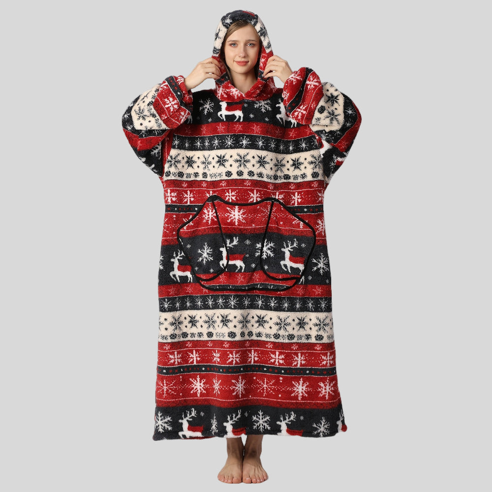 Bekväm Oversized Hoodie Filt för Damernas Juloutfit