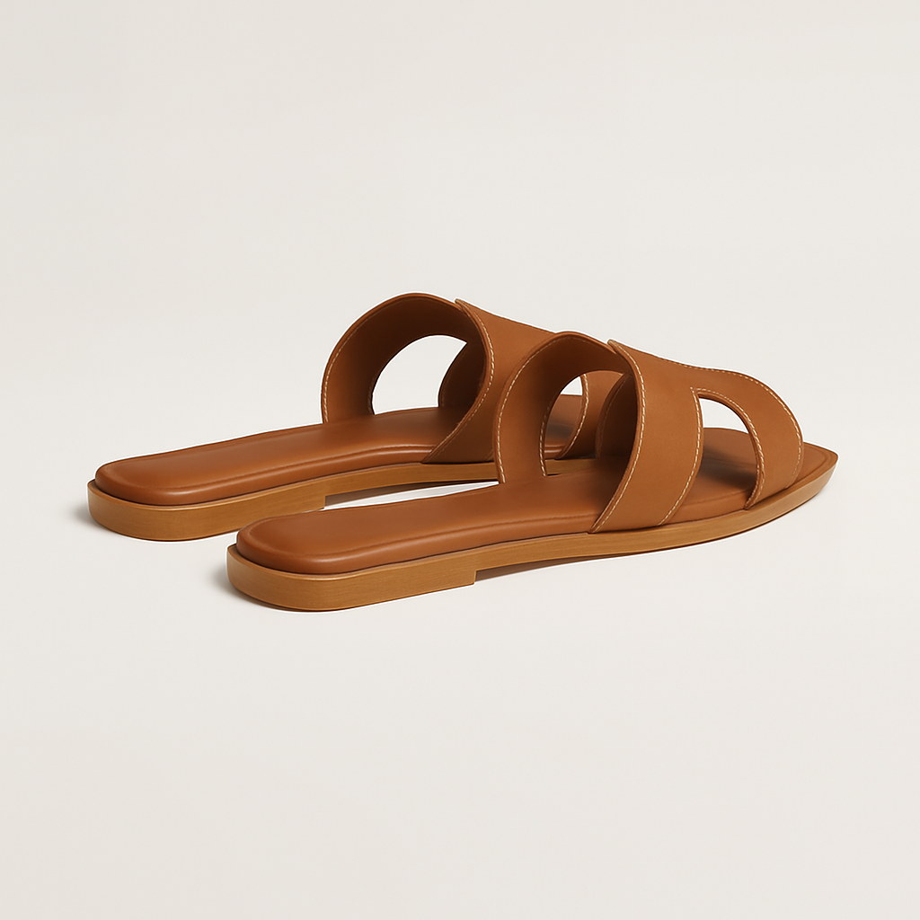 Platta sommarsandaler för kvinnor - Bekväma slip-on-skor