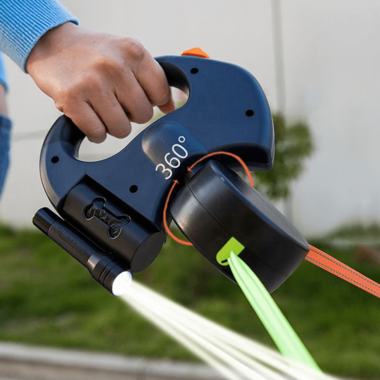Dubbelt Hundkoppel med Ficklampa och Reflexdetaljer
