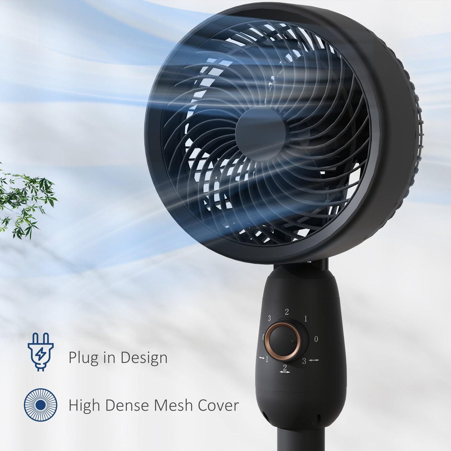 Effektiv Standventilator med Justerbar Hastighed og Sikkerhedsgitter