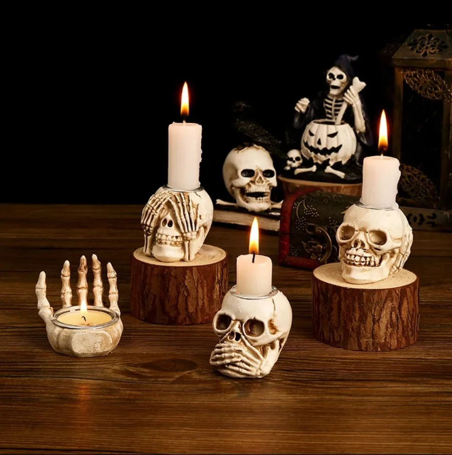 Elegant skelettljusstakeset till Halloween - 3 st.