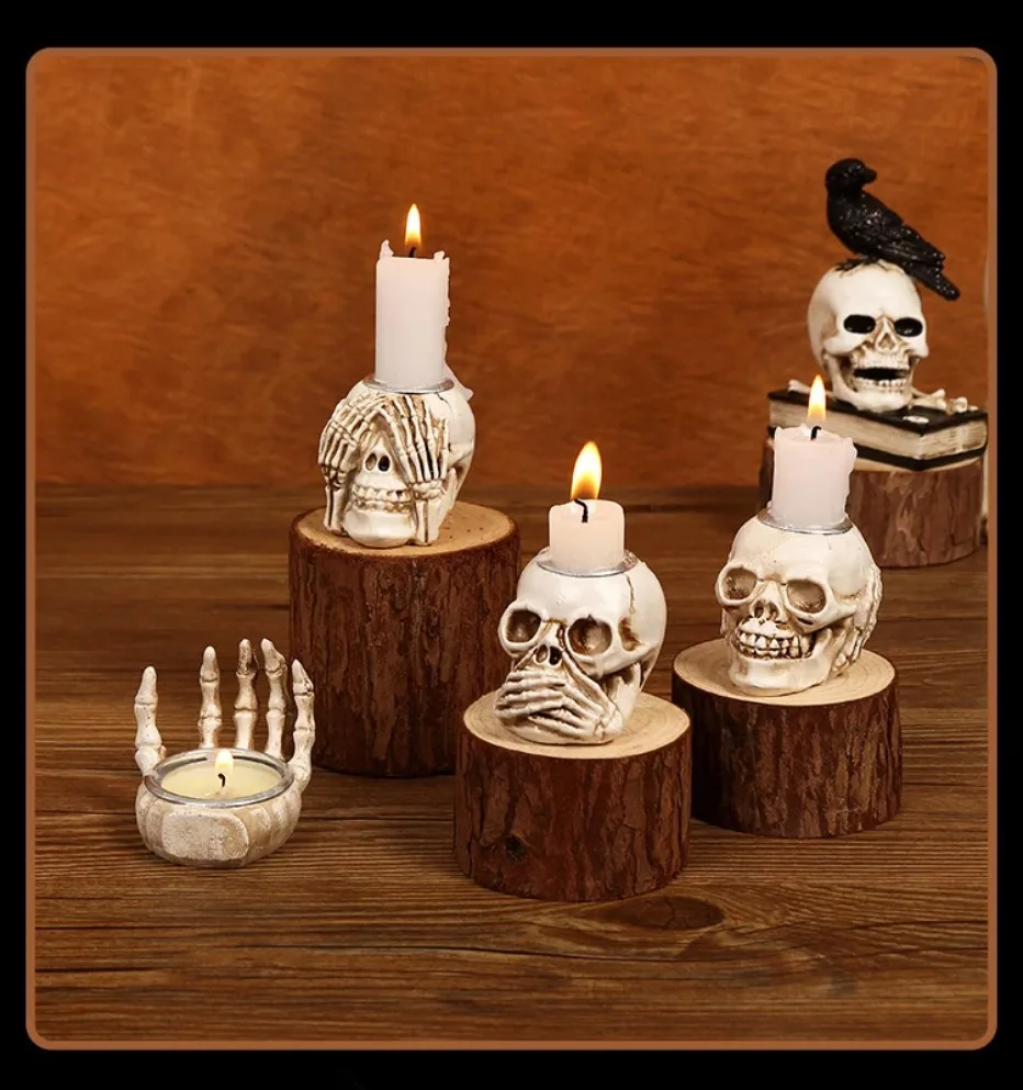 Elegant skelettljusstakeset till Halloween - 3 st.