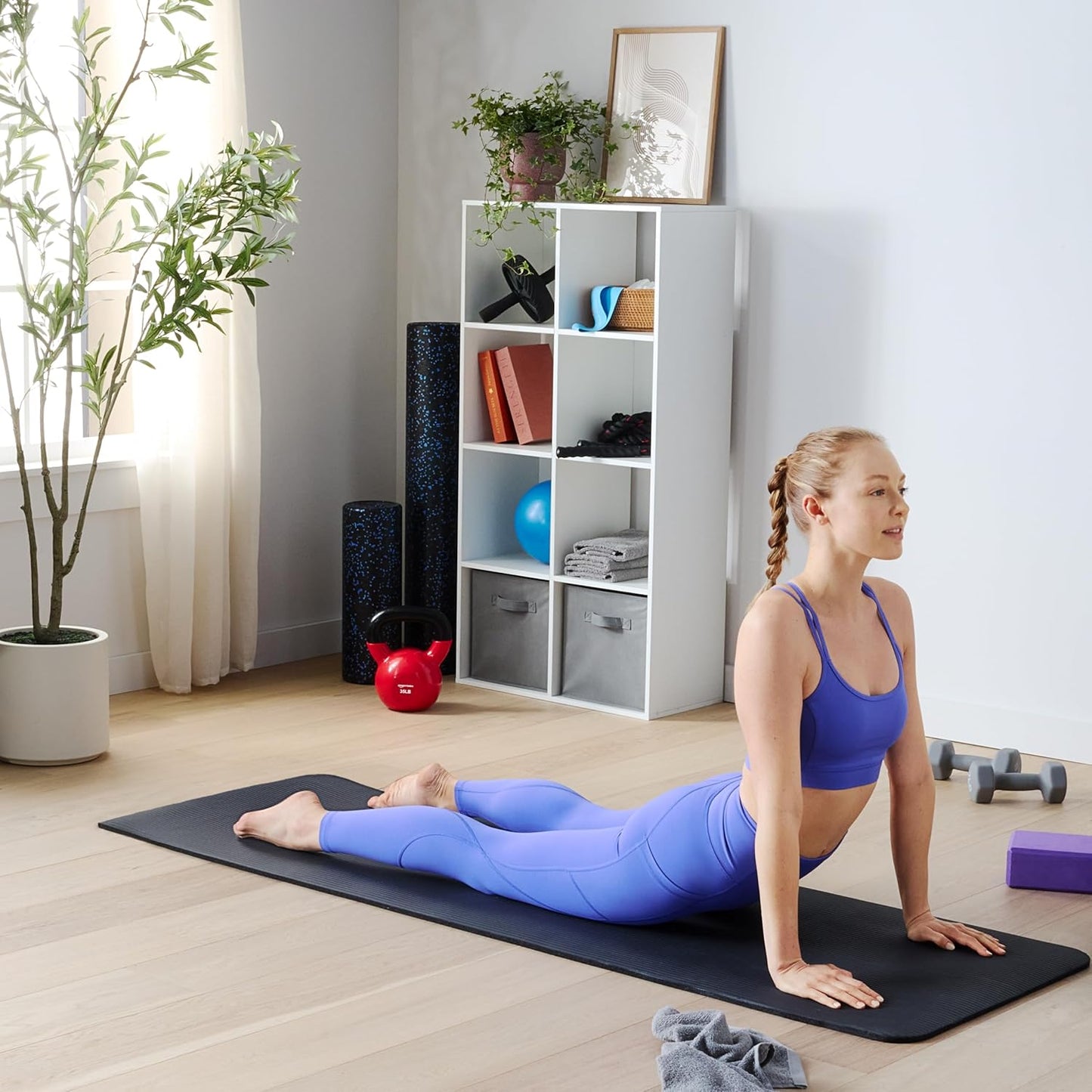 Extra tjock yogamatta med halkfri yta för hemmaträning