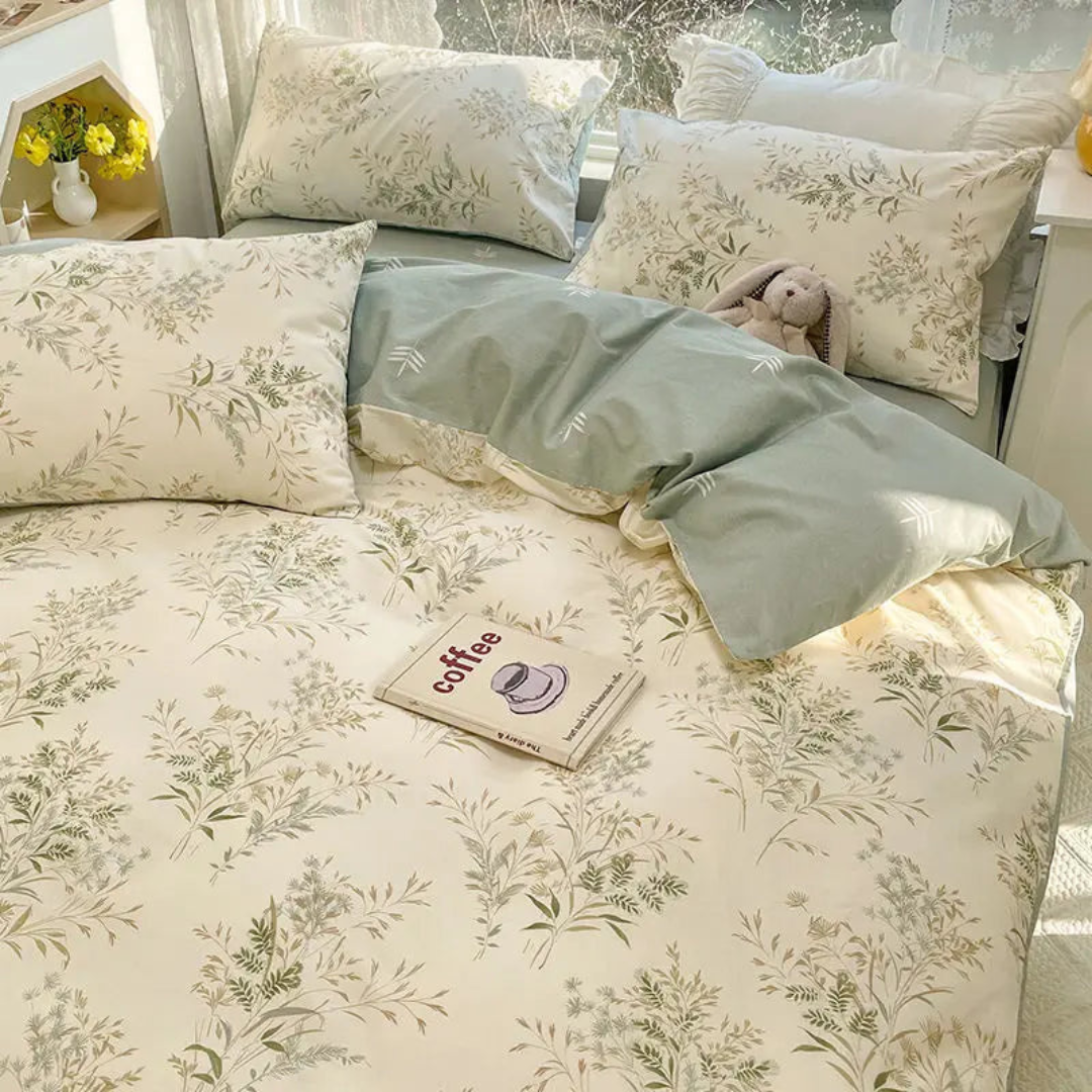 Blommigt bäddset i polyester - Ultimat komfort