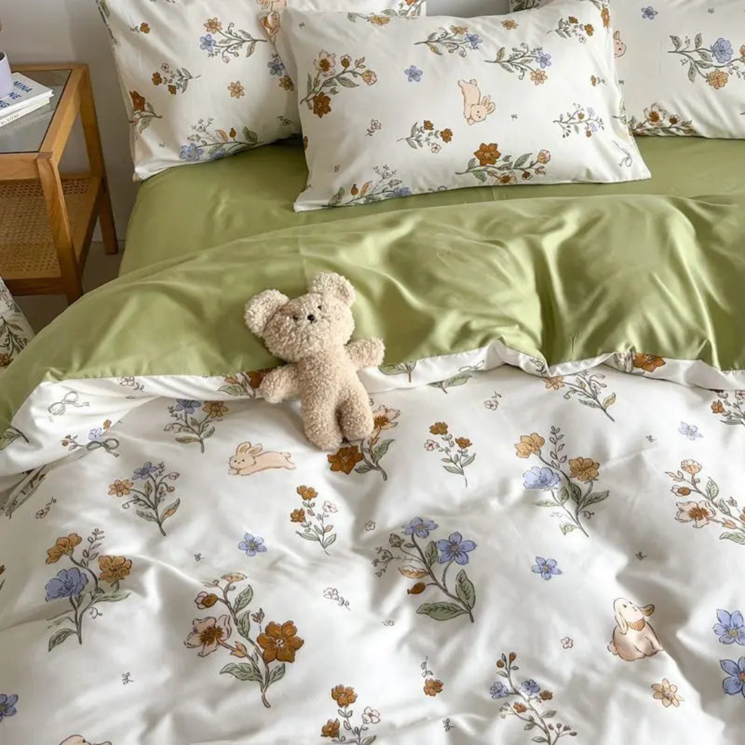 Blommigt bäddset i polyester - Ultimat komfort