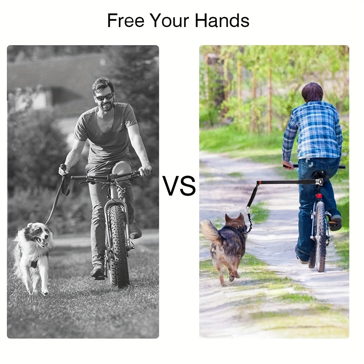 Udvidelig hundesele til cykel med aftageligt kabel og sikkerhedsdæmper