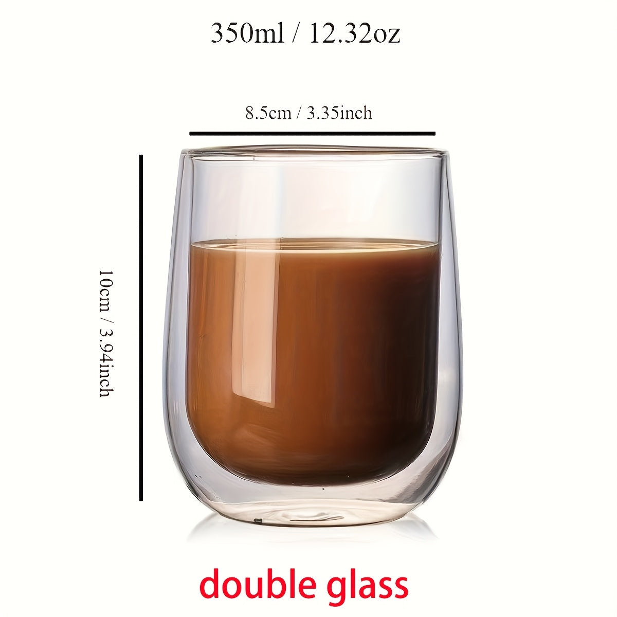 Set med 4 Isolerade Glas – 350 ml för Varma och Kalla Drycker
