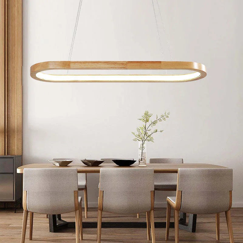 Moderne LED Loftlampe i Træ – Elegant og Energibesparende