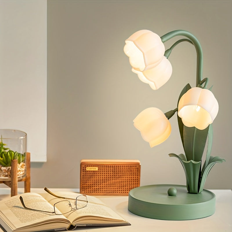 Romantisk blomsterlampa med USB – Mjukt, vitt ljus
