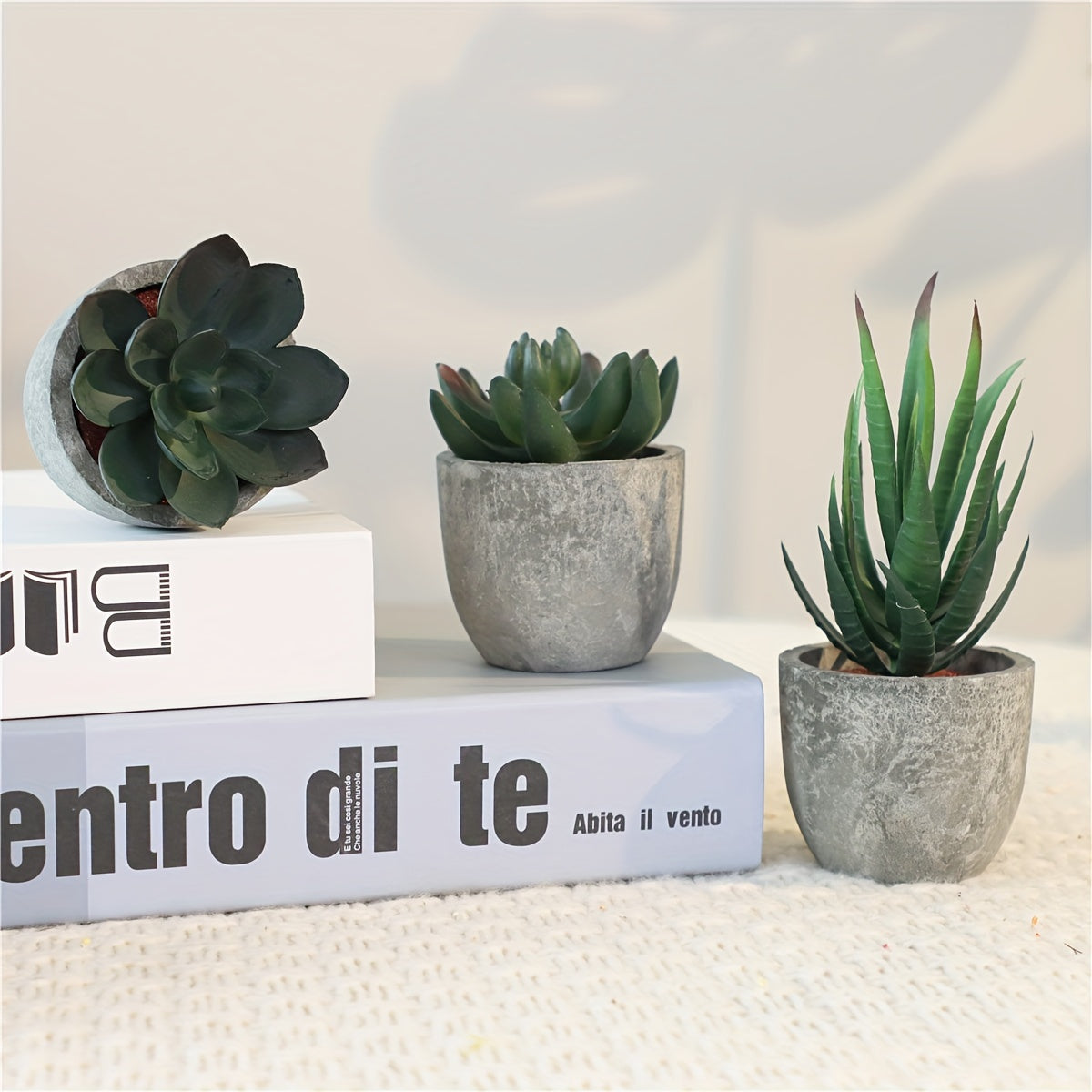 Elegant Mini Kunstplanter med Cementlook – Perfekt til Indretning