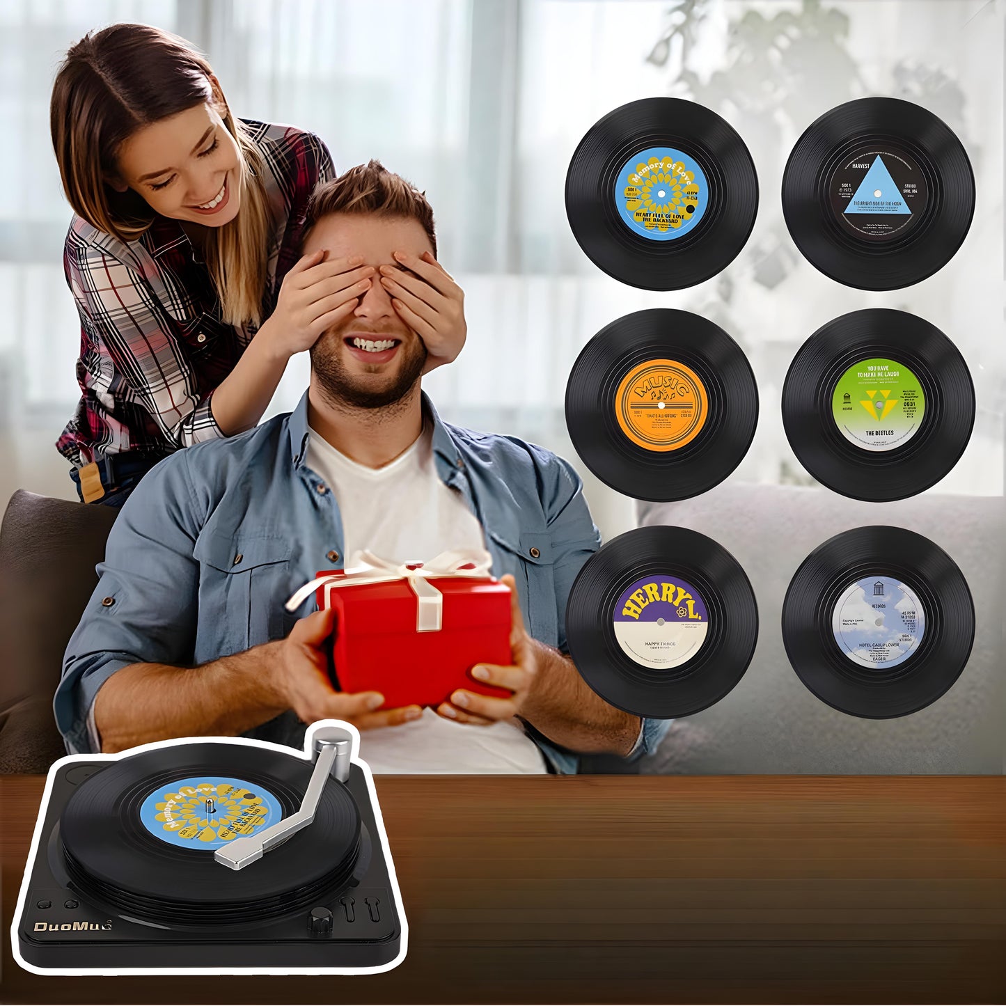 Retro Glasunderlag i Vinyl Design - Perfekt til Musikelskere