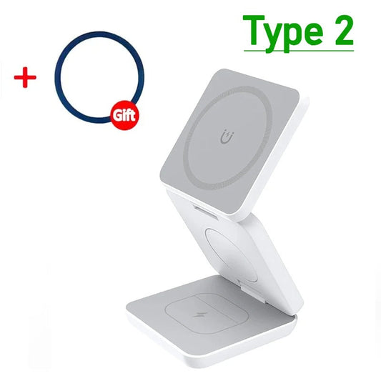 3-i-1 Hurtig Magnetisk Trådløs Oplader til iPhone, AirPods & Apple Watch