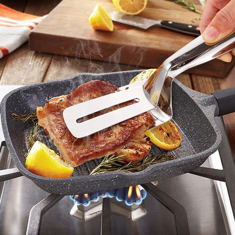 Grilltång i rostfritt stål | 2-i-1 köksredskap för grill och stekpanna
