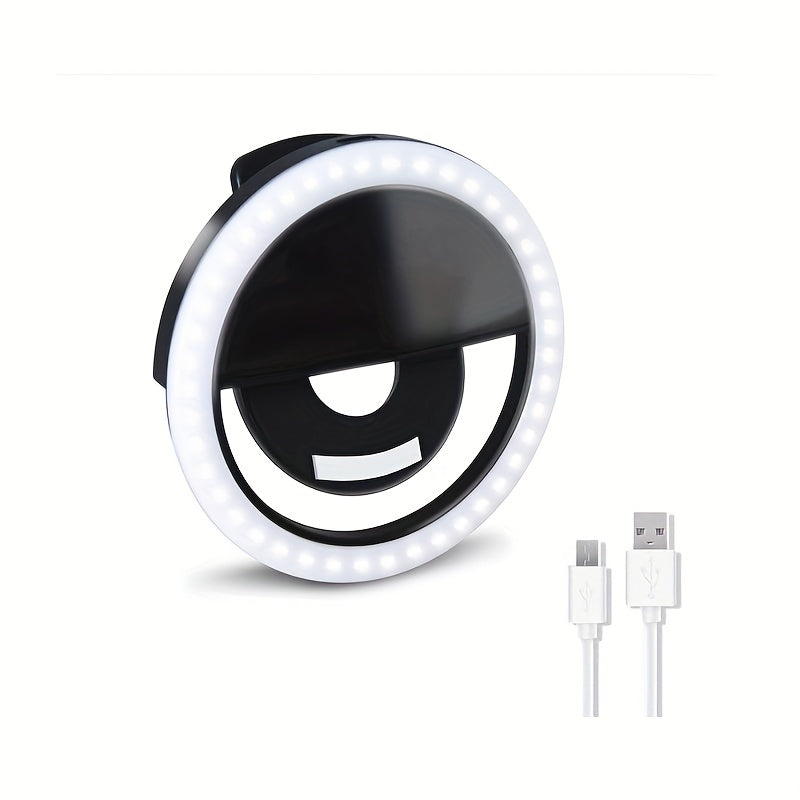 Genopladelig LED Selfie Ringlampe til Makeup og Perfekte Selfies