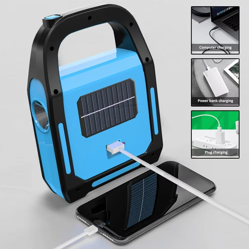 Uppladdningsbar USB campinglampa med powerbank – Solenergi