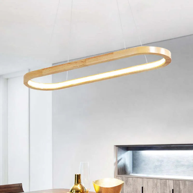 Moderne LED Loftlampe i Træ – Elegant og Energibesparende