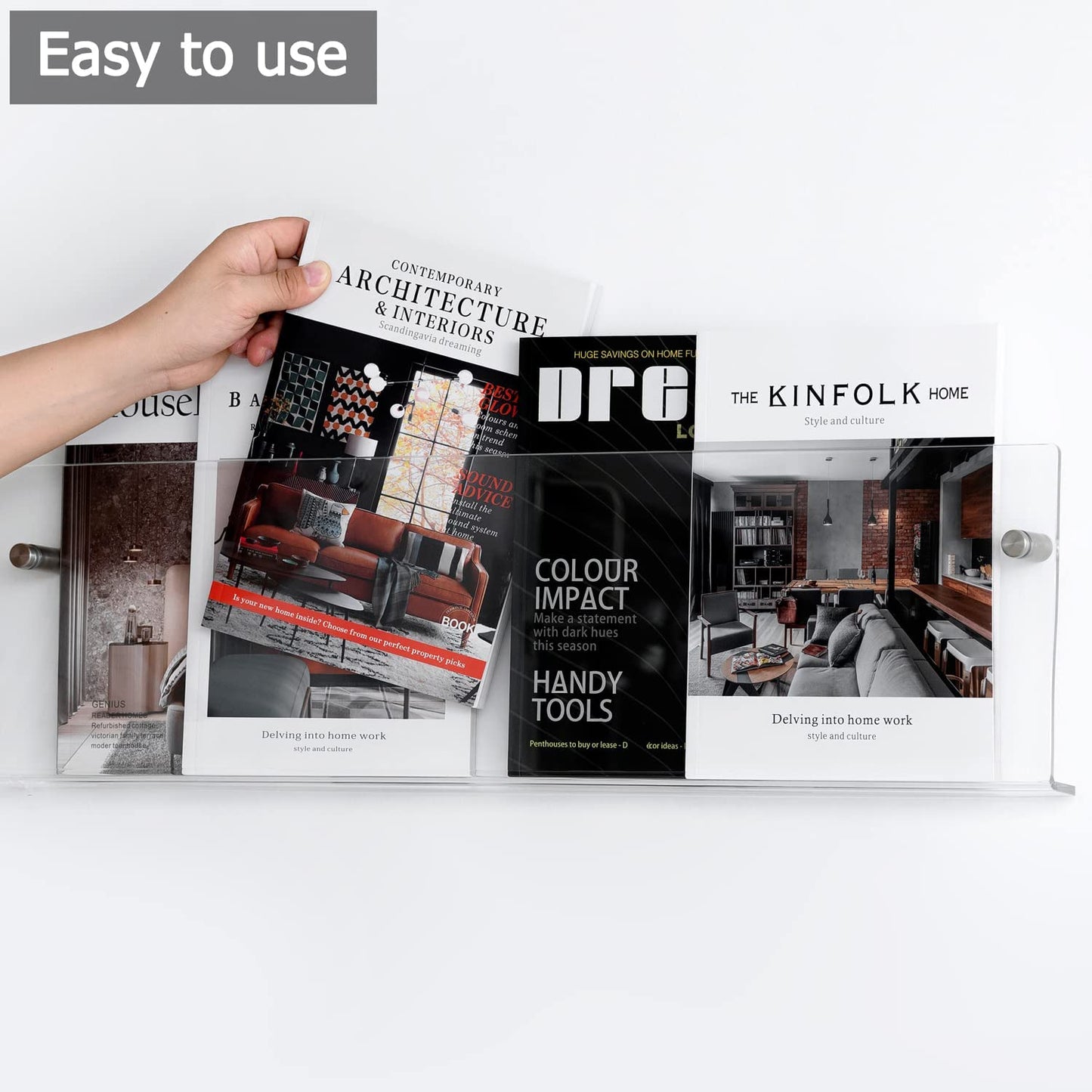 Vägghängd Tidskriftshållare i Akryl - Minimalistisk och Elegant