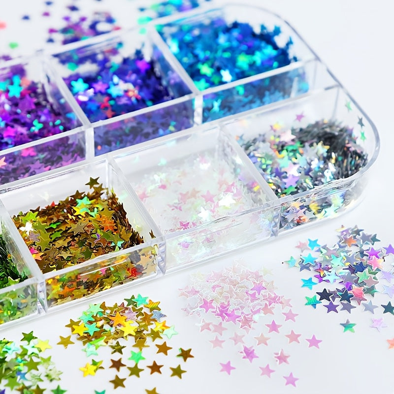 Mångfärgat stjärnglitter – 12 färger för kreativa projekt