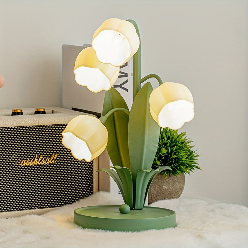 Romantisk blomsterlampa med USB – Mjukt, vitt ljus