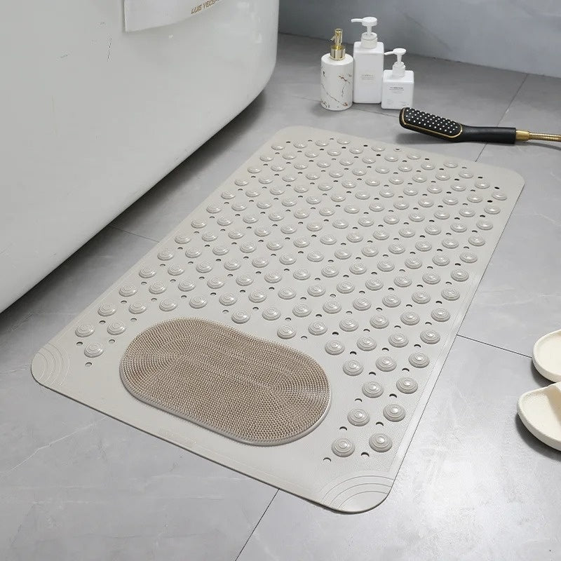 Säker badrumsmatta med halkskydd och fotexfoliering