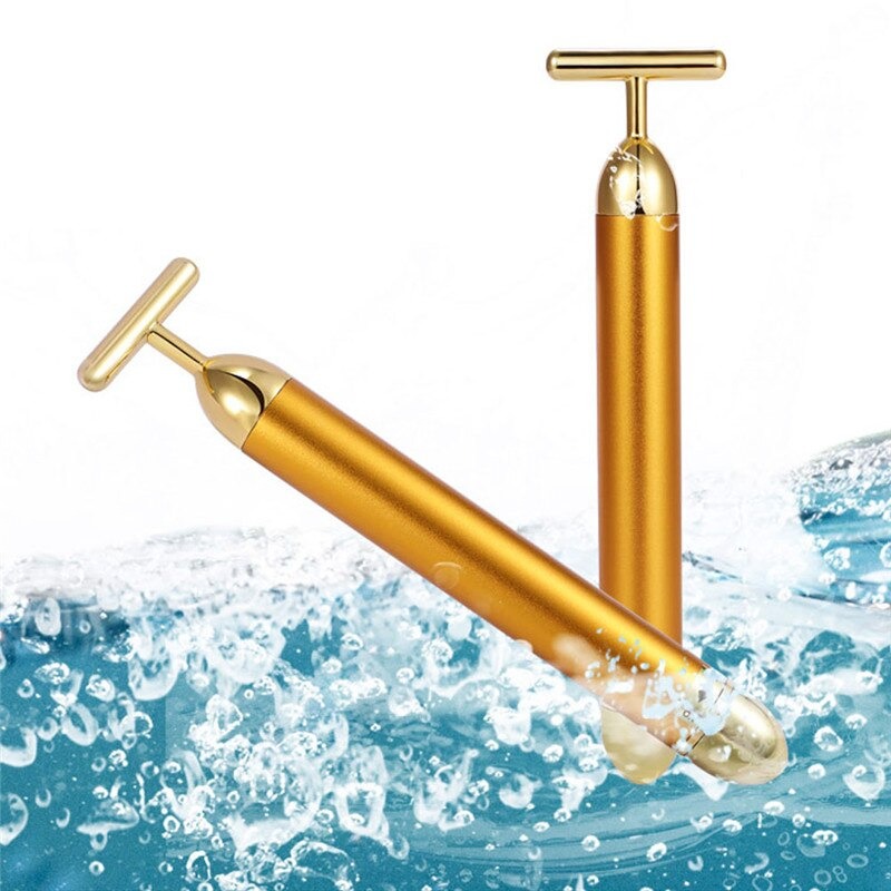 24K Guld T Ansiktsroller Massager för Energi