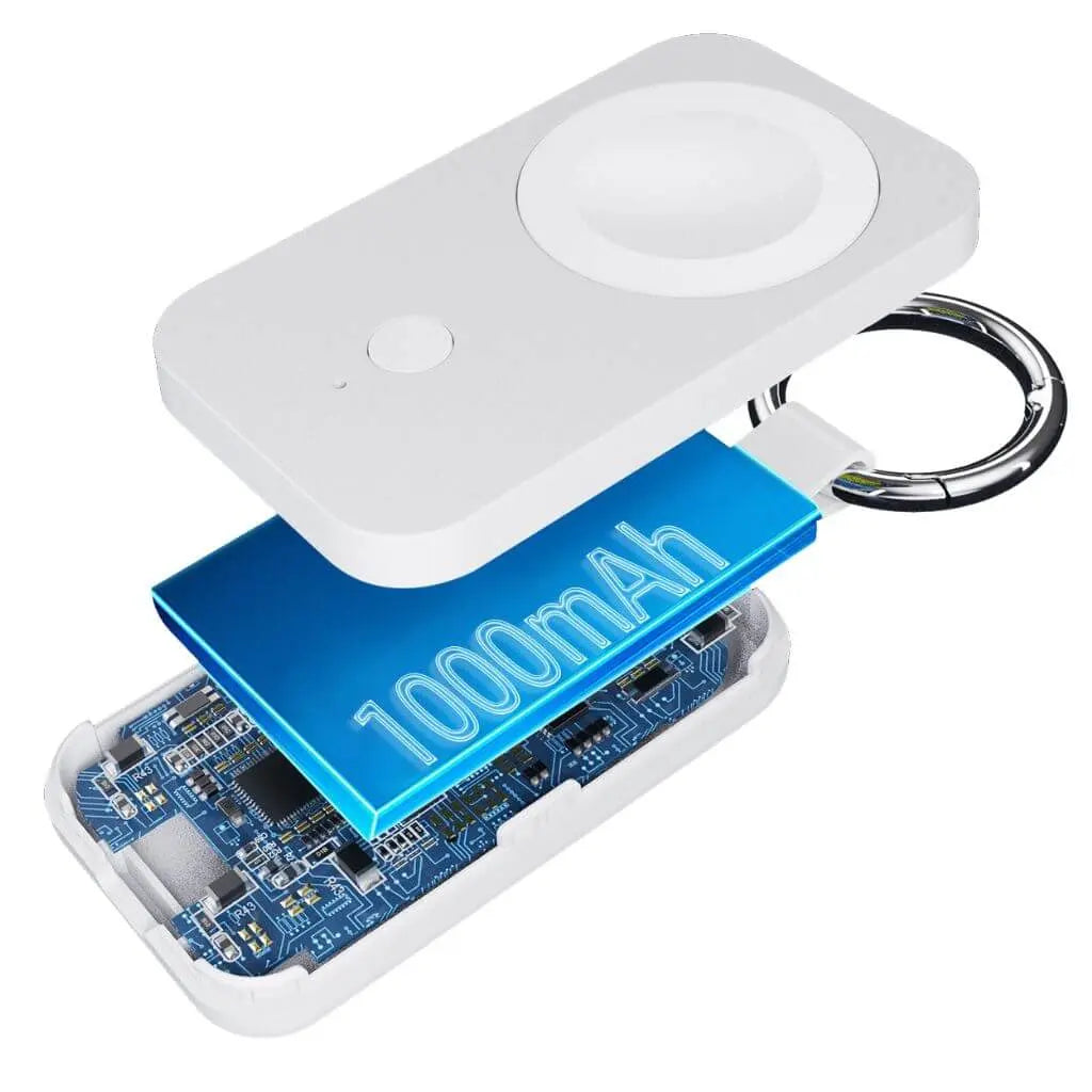 Powerbank til Apple Watch | Kompakt 1000mAh nøglekæde-oplader til rejse og dagligt brug
