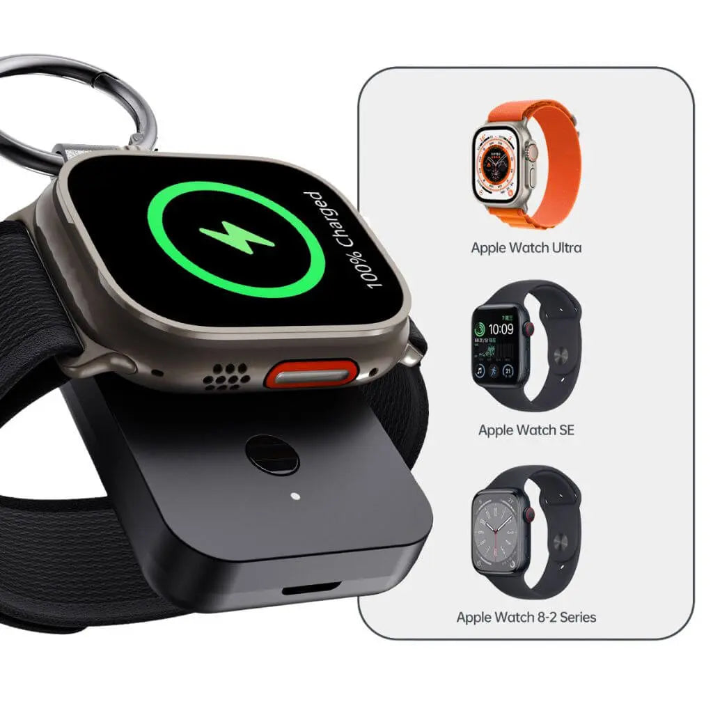 Powerbank til Apple Watch | Kompakt 1000mAh nøglekæde-oplader til rejse og dagligt brug