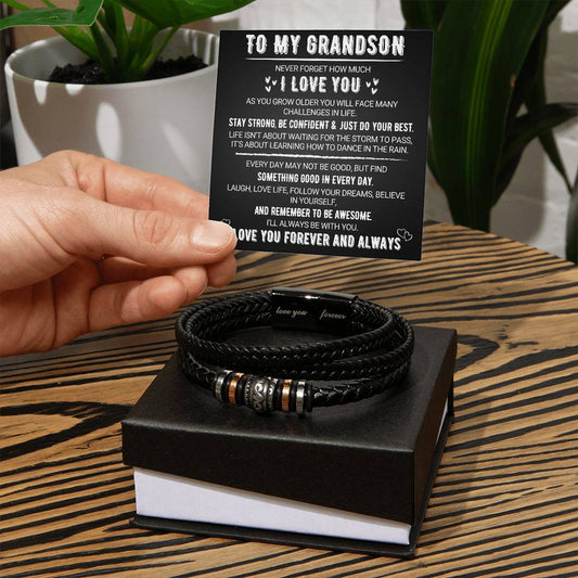 Halsband med meddelande till mitt barnbarn – Svart design – Presentidé