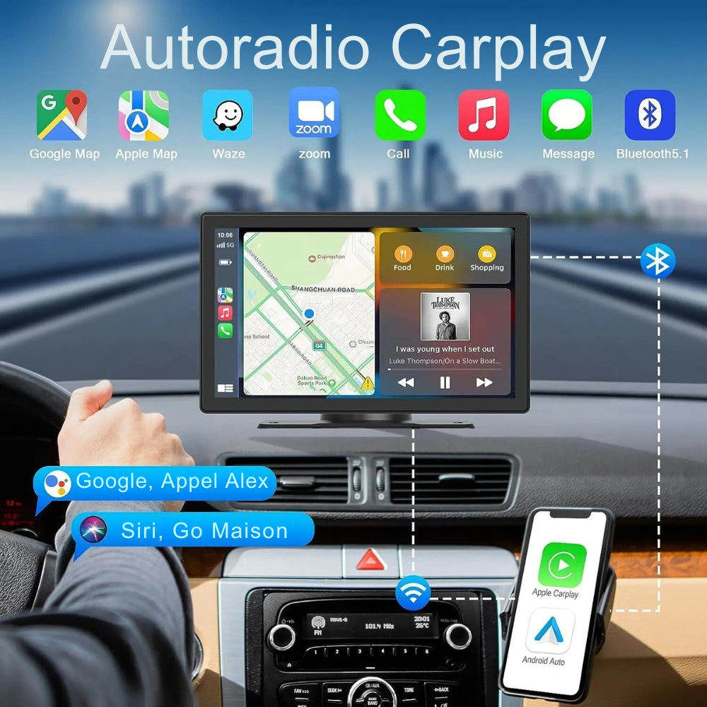 Smart bilstereo med 9-tums pekskärm och CarPlay