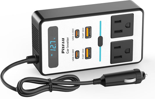 Bil Inverter 200W – DC 12V till 220V AC med USB-C och Snabbladdning