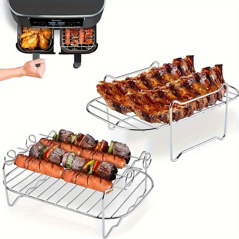 Airfryer-tillbehörssats i rostfritt stål med grillspett