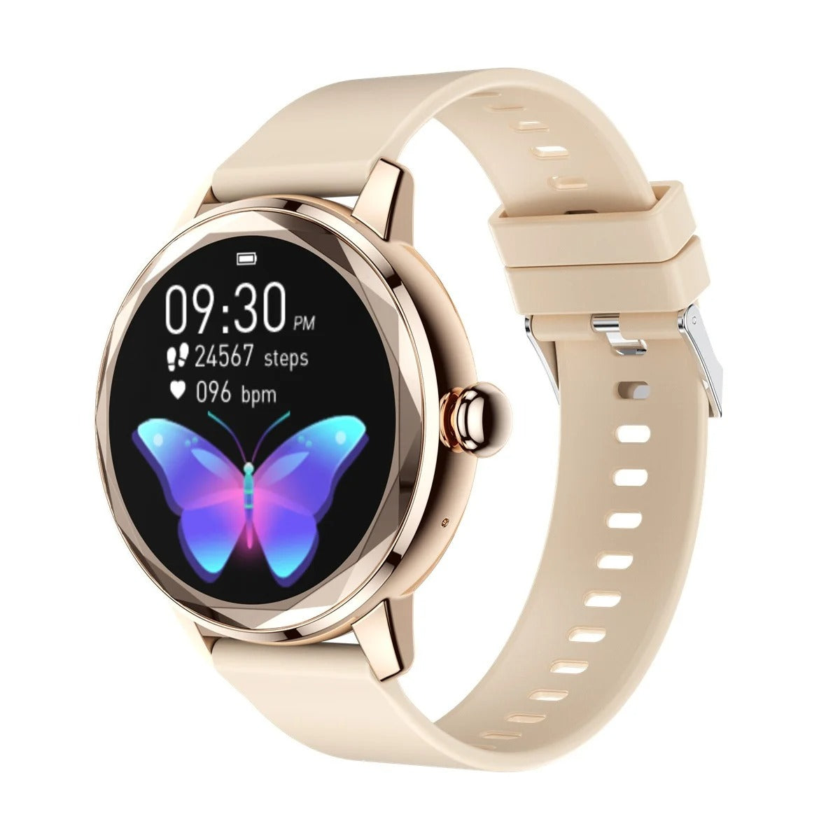 Smart guld smartwatch til kvinder – luksuriøs sportsur i rustfrit stål