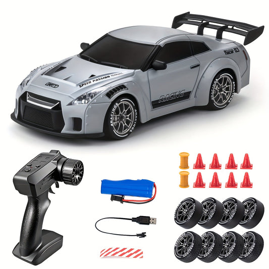 Fartfylld 1:24 RC Driftbil med LED-ljus – Uppladdningsbar 4WD Racer