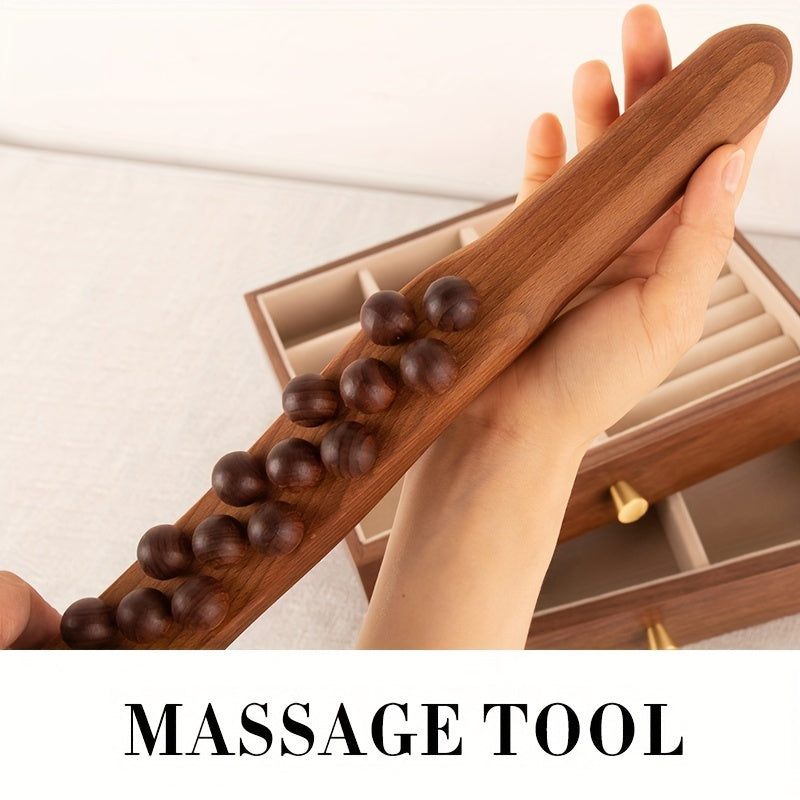 Massagestav av trä med 31 pärlor – Djupgående muskelavslappning