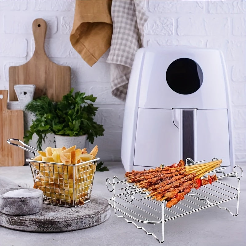 Airfryer-tillbehörssats i rostfritt stål med grillspett