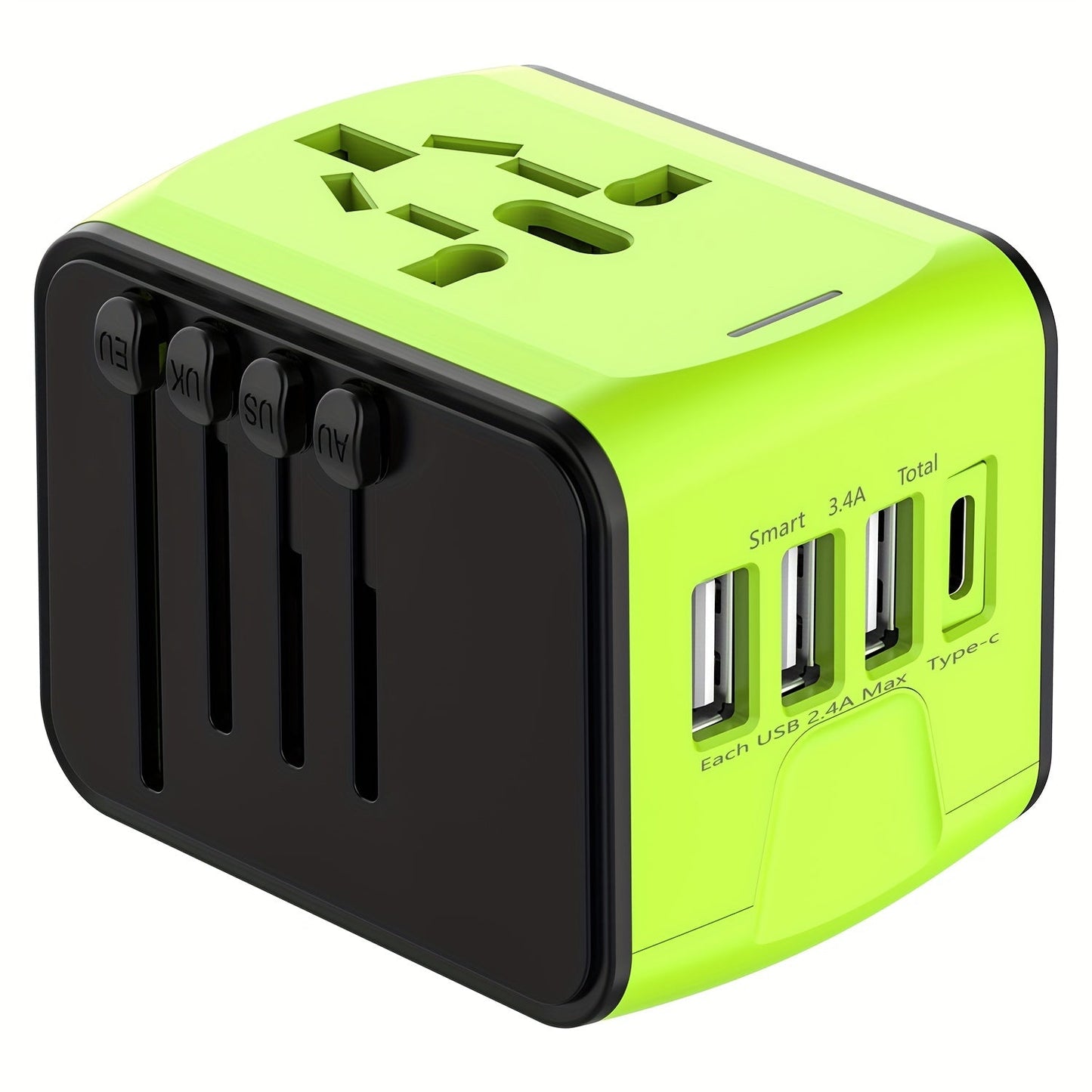 Rejseadapter med 4 USB & Type-C: Hurtig Opladning Globalt
