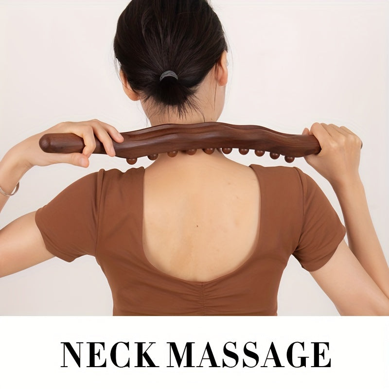 Massagestav av trä med 31 pärlor – Djupgående muskelavslappning