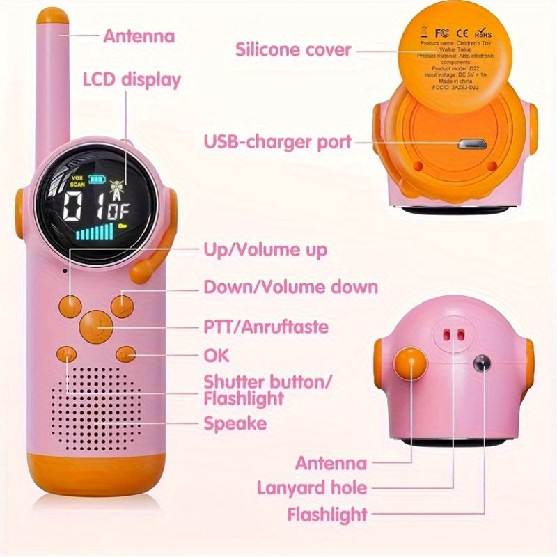 Farverige Walkie-Talkies til Børn – 3 Miles Rækkevidde og Genopladelige Batterier