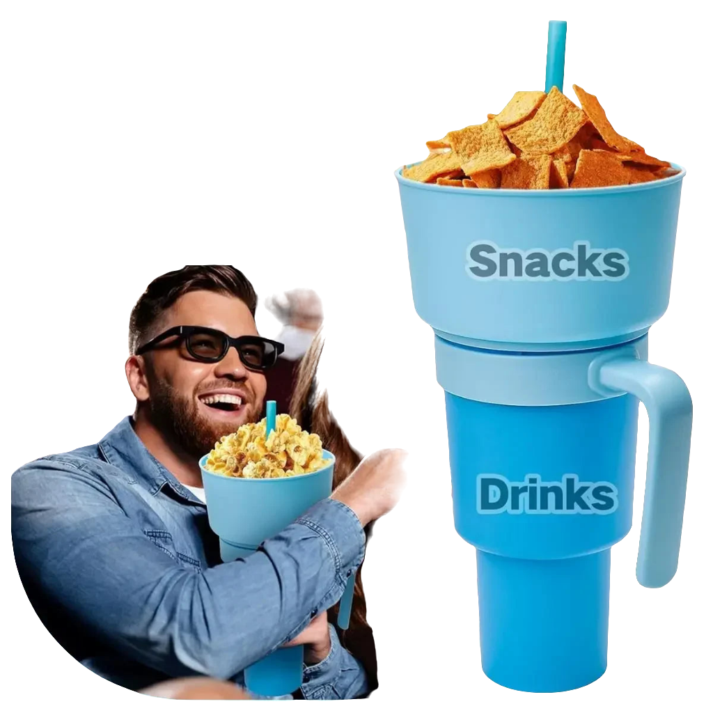 DualSip Luxe Krus til Snacks og Drikke | 2-i-1 Tasse med Lækagesikker Design til Travle Dage og Familieture