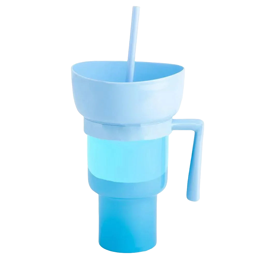 DualSip Luxe Krus til Snacks og Drikke | 2-i-1 Tasse med Lækagesikker Design til Travle Dage og Familieture