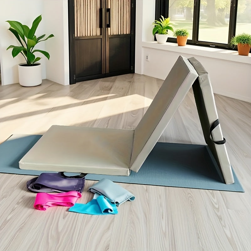 Sammenklappelig yoga måtte med tykk polstring og skridsikker overflade