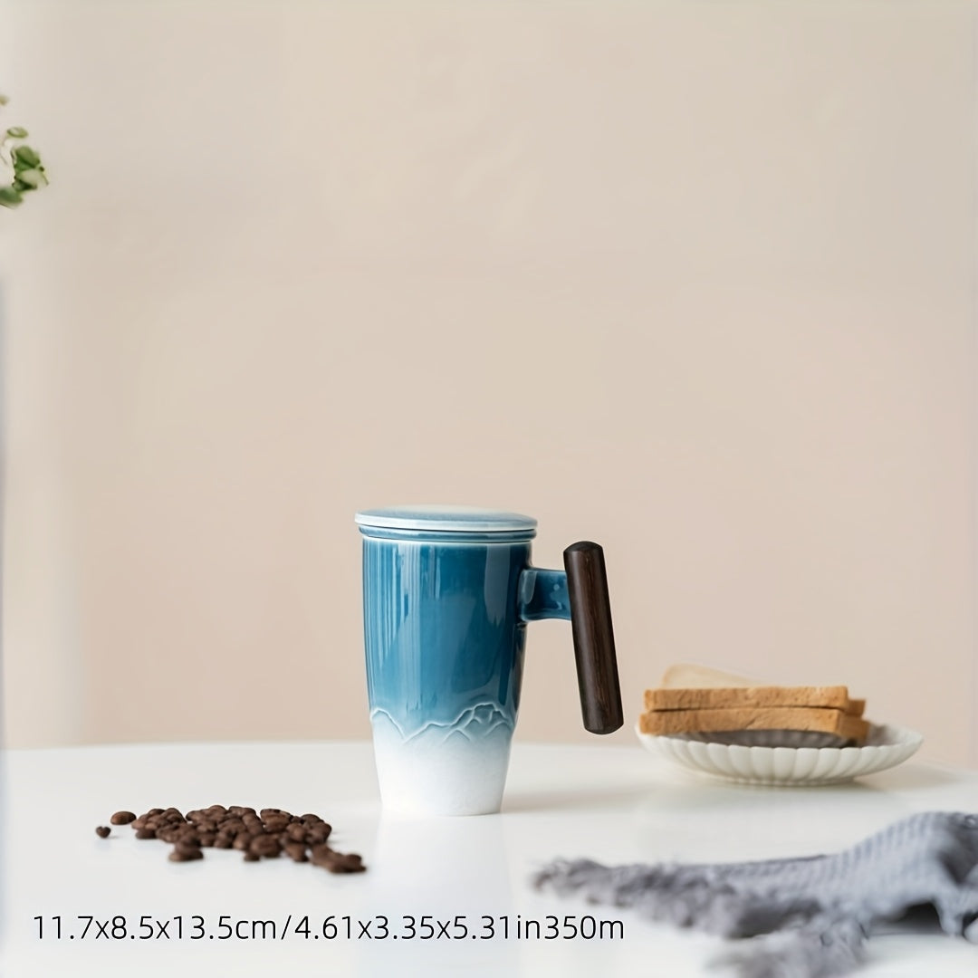 Handgjord keramisk temugg med praktisk infuser