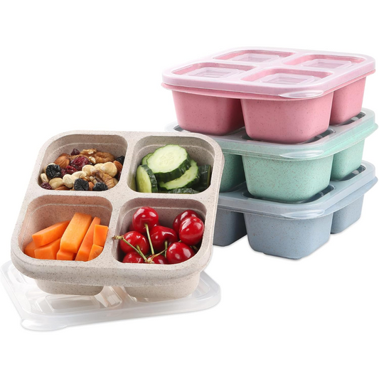 Funktionella matlådor i bento-stil med 4 fack (uppsättning om 4)