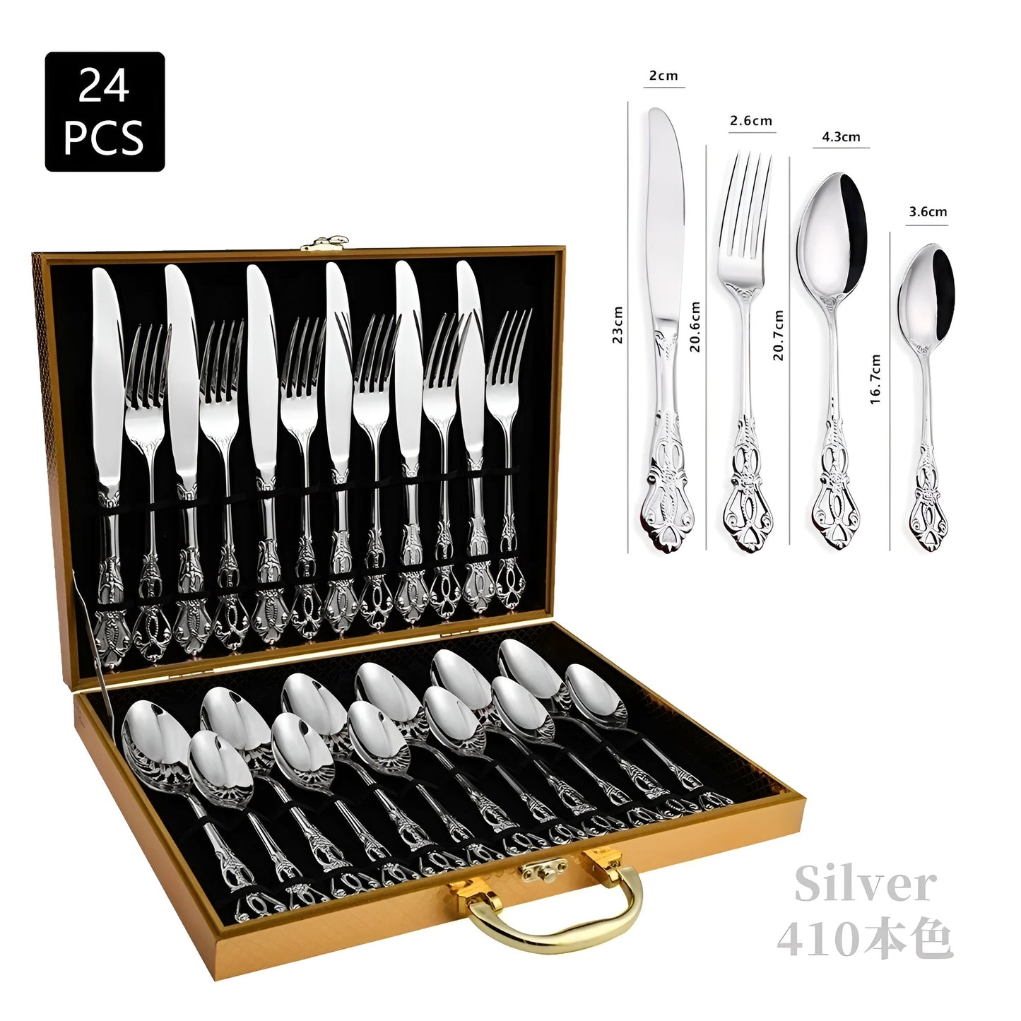 Elegant Bestik Sæt til 24 Personer – LuxCutlery