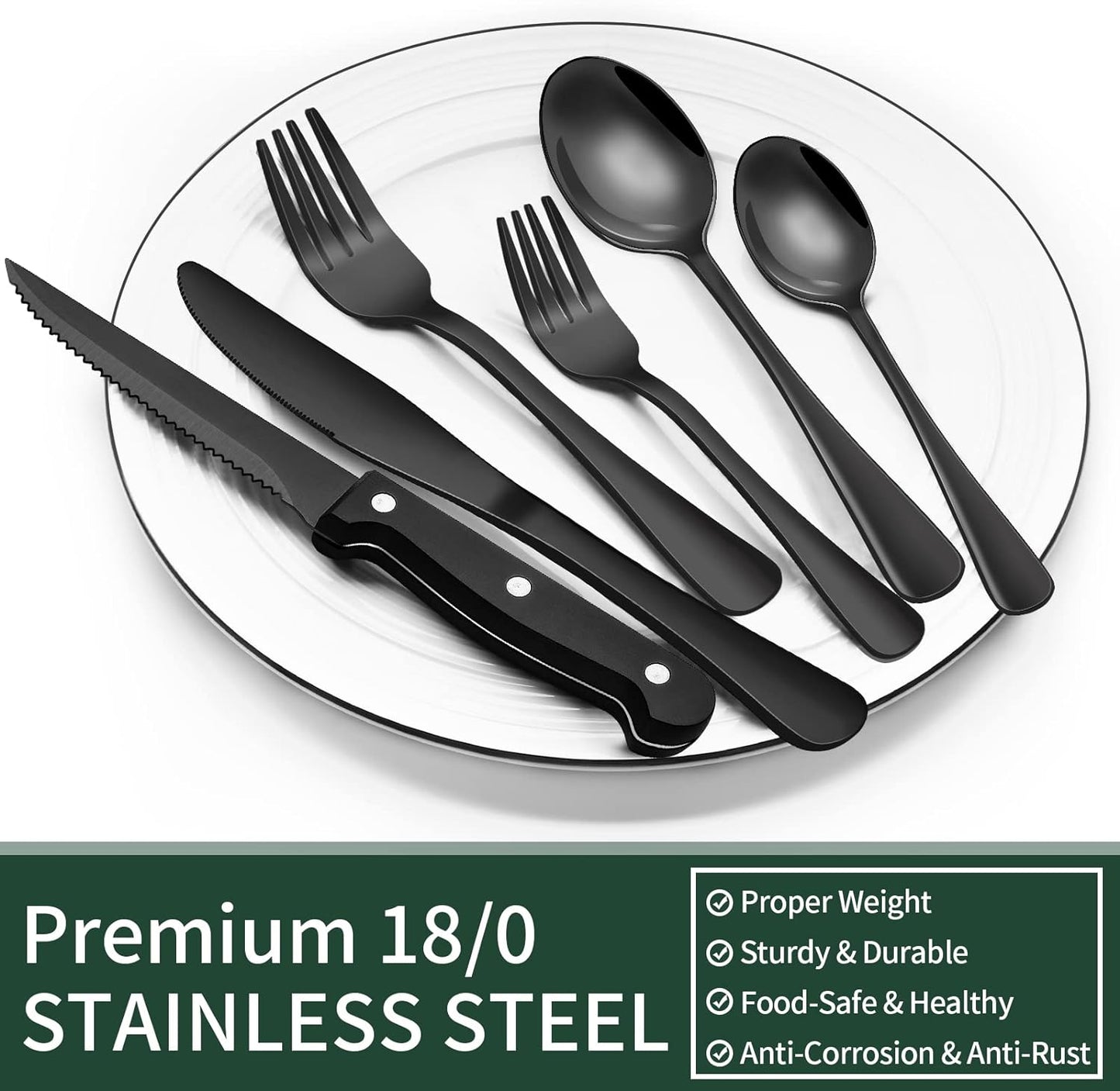 Elegant 24-delars bestickset i rostfritt stål