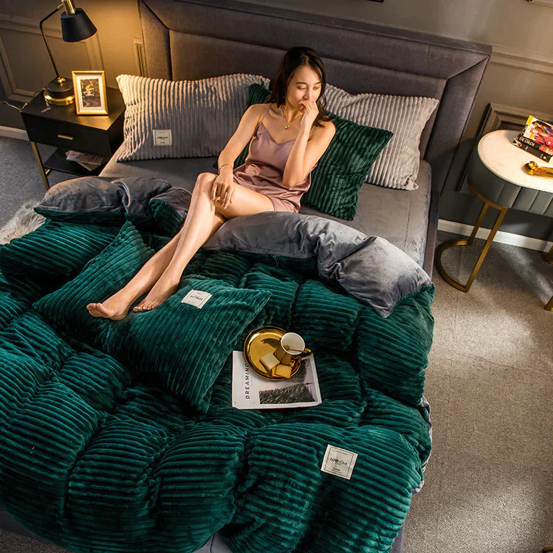 Vinter Dynebetræk i Fløjl-Fleece med Snefnug – Behageligt & Luksuriøst